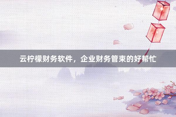 云柠檬财务软件，企业财务管束的好帮忙